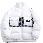 Letter Print Lamb Wool Stitching Puffer Jacket