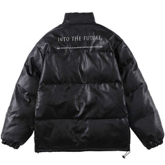 Pufferjacke mit Buchstaben-Print