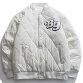 Wintermantel mit Buchstaben-Print und Rautenmuster