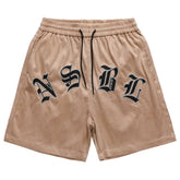 Letters Embroidery Drawstring Shorts