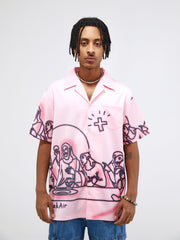 Line Caricature Graphic Short Sleeve Shirts