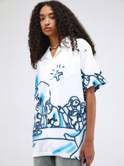 Line Caricature Graphic Short Sleeve Shirts