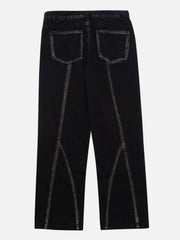 Pantalon peint à la main avec panneaux linéaires