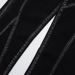 Pantalon peint à la main avec panneaux linéaires