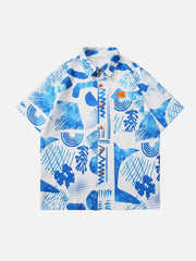 Lockeres, lässiges Kurzarmhemd mit Graffiti-Print