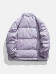 Einfarbige Lederjacke mit M-Patch-Stickerei