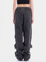 Multi Pocket Lace Up Jeans