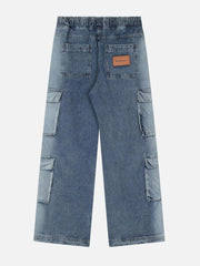 Multi-Pocket Washed Jeans
