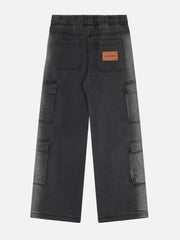 Multi-Pocket Washed Jeans