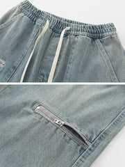 Multi Zip Up Folds Jeans