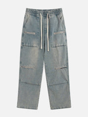 Multi Zip Up Folds Jeans