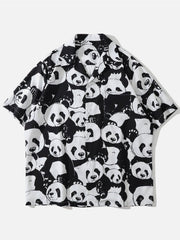 Panda Print Short-sleeved Shirt