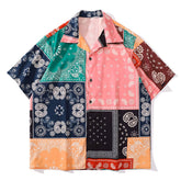 Panel Pattern Bandana Short Sleeve Shirt