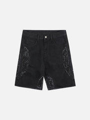 Patchwork-Shorts aus Sackleinen