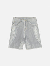 Short en toile de jute patchwork