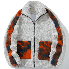 Sherpa-Wintermantel mit Patchwork-Camouflage