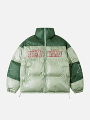 Patchwork-Wintermantel mit Farbkontrasten