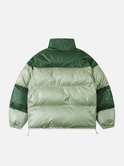 Patchwork-Wintermantel mit Farbkontrasten