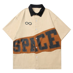 Patchwork Design "SPACE" Short Sleeve Shirt
