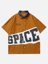 Patchwork Design "SPACE" Short Sleeve Shirt