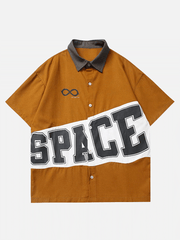 Patchwork Design "SPACE" Short Sleeve Shirt