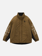 Patchwork-Wintermantel mit Kordelzug