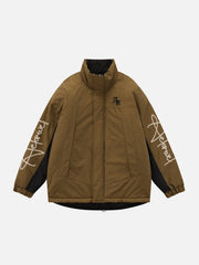 Patchwork-Wintermantel mit Kordelzug