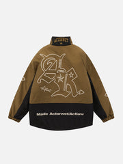 Patchwork-Wintermantel mit Kordelzug