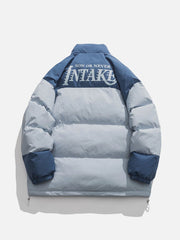 Wintermantel mit Patchwork-Prägung und Buchstaben