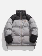 Wintermantel mit Patchwork-Prägung und Buchstaben