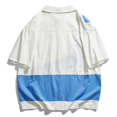 Patchwork Embroidery Short Sleeve Shirt