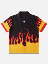 Patchwork Flame Print Short Sleeve Shirt