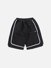 Jeansshorts mit Patchwork-Buchstaben