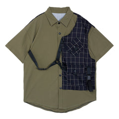 Chemises à manches courtes à carreaux patchwork