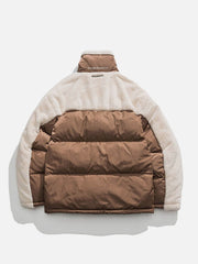 Sherpa-Wintermantel mit Patchworktaschen