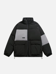 Patchwork Pockets Winter Coat