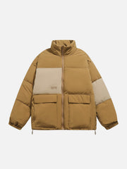 Patchwork Pockets Winter Coat