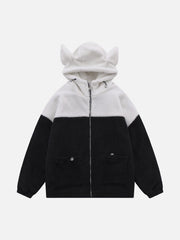 Patchwork Pointed Ears Sherpa Jacket