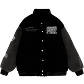 Sherpa-Wintermantel mit Patchwork-Ärmeln