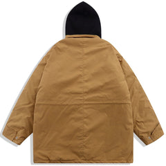 Wintermantel mit Patchwork-Spleißen und Kapuze