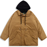 Wintermantel mit Patchwork-Spleißen und Kapuze