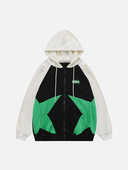 Sweat à capuche zippé à motif patchwork étoile