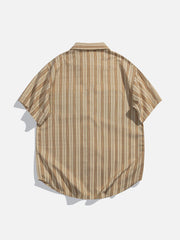 Patchwork Stripe Short Sleeve Shirt