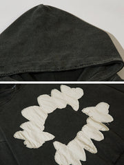 Sweat à capuche patchwork délavé