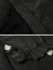 Sweat à capuche patchwork délavé