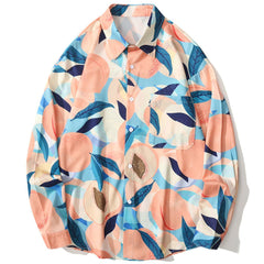 Peach Pattern Long-sleeved Shirt