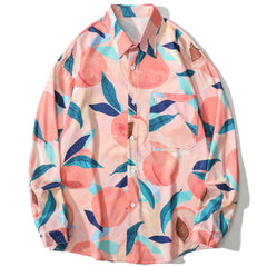 Peach Pattern Long-sleeved Shirt