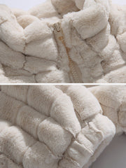 Plaid Embroidery Sherpa Winter Coat