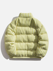 Plaid Labeling Winter Coat