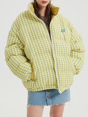 Plaid Labeling Winter Coat